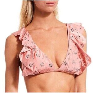 Ruffled Bralette Bikini Top, Chelsea & Violet Swim Top Forever Young Rosette - M